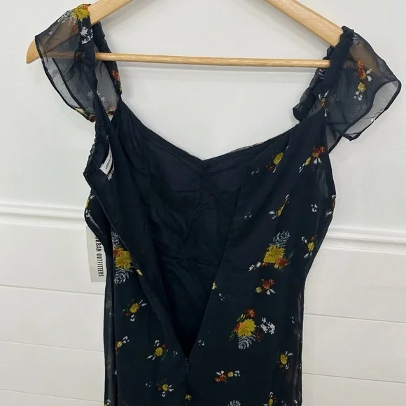 Urban Outfitters Blue and Orange Ruffled Tiered Midi Dress - Picture 6 of 6